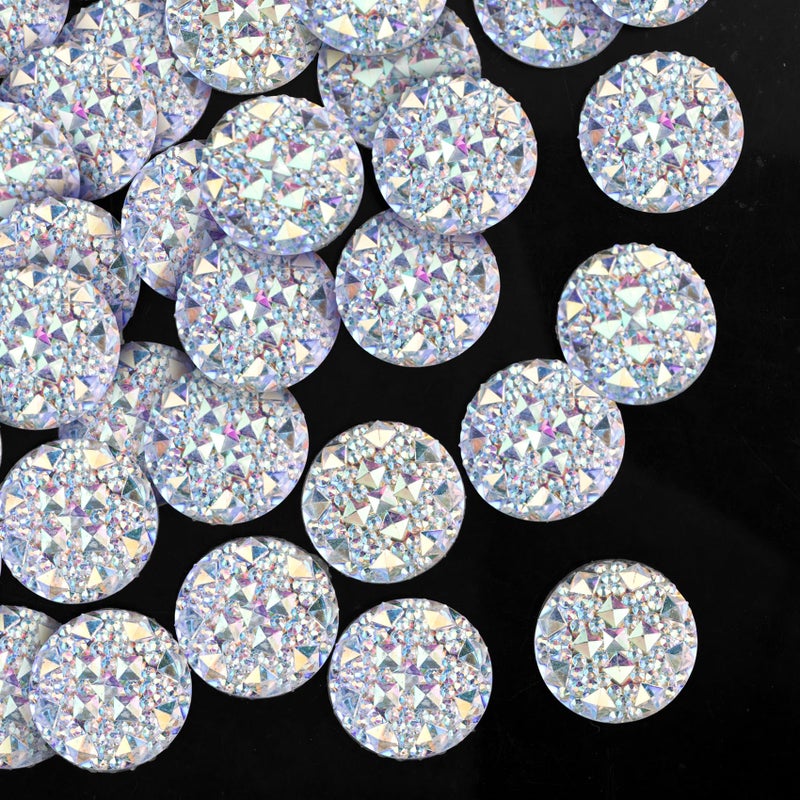 OIIKI 25PCS 20MM Rhinestones Decorations for Jewelry Making Clear Flat Back Carbochon Crystal Button Resin Diamond Ornaments Sparkle Round Faux Gems for DIY Jewelry Crafts Wedding Accessories - Image 3
