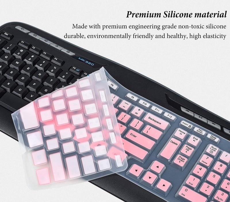 CASEDAO غطاء لوحة المفاتيح لـ MK320 MK330 K330 لوحة مفاتيح سطح المكتب اللاسلكية، ملحقات جلد لوحة المفاتيح MK320-YR002/Y-R0009 - وردي متدرج - Image 3