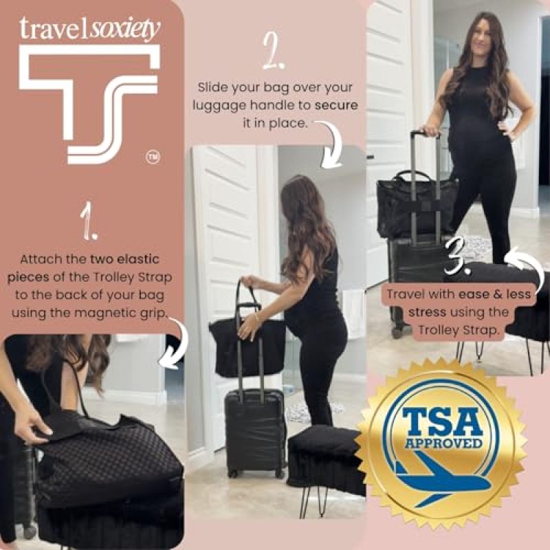 حزام الأمتعة المغناطيسي المعتمد من TSA - حامل حقائب بدون استخدام اليدين للحقائب الدوارة - مرفق آمن بمغناطيس نيوديميوم قوي للمطارات - حزام مطاطي خفيف ومدمج للمسافرين - Image 4
