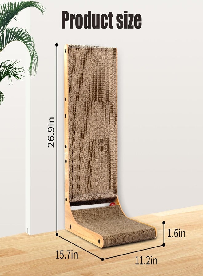 Draywitt L Shape Cat Scratcher - Scratching Board for Indoor Cats，26.9inches Scratch Pad for Cats Cardboard (Wood Color) - Image 2