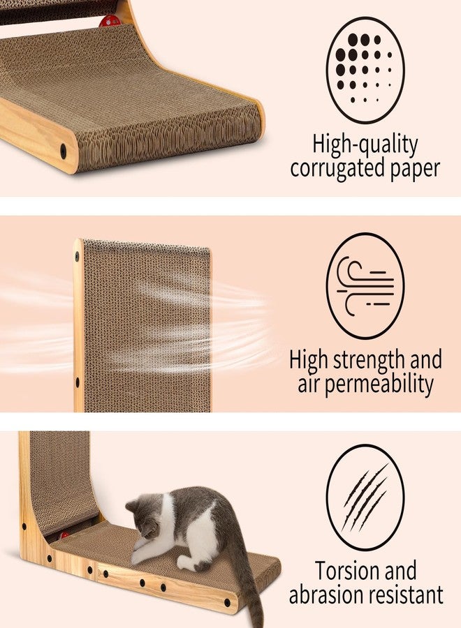 Draywitt L Shape Cat Scratcher - Scratching Board for Indoor Cats，26.9inches Scratch Pad for Cats Cardboard (Wood Color) - Image 3