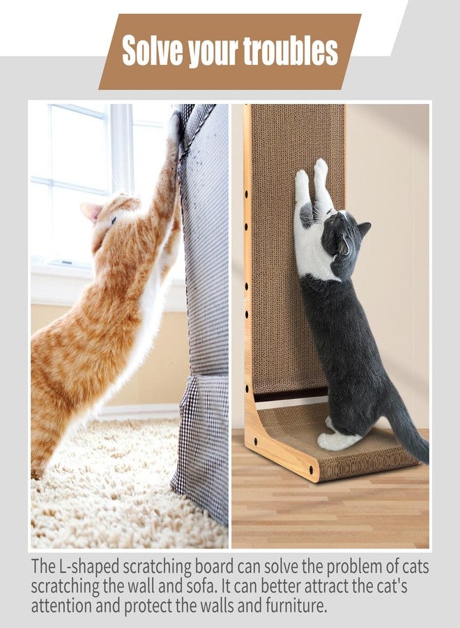 Draywitt L Shape Cat Scratcher - Scratching Board for Indoor Cats，26.9inches Scratch Pad for Cats Cardboard (Wood Color) - Image 5