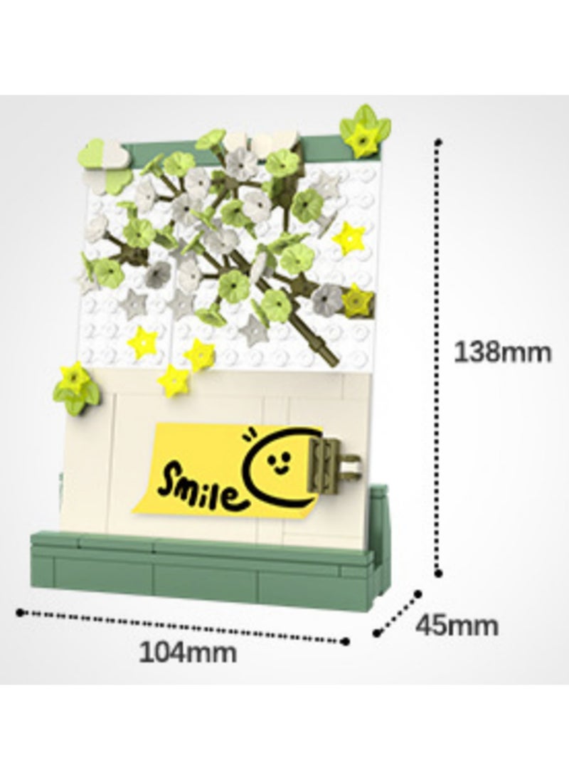 Green Flower Message Board Model Set Building Blocks Creative Diy Simulation Collection Building Assembly Toys Children Adult Home Decoration  - Image 2