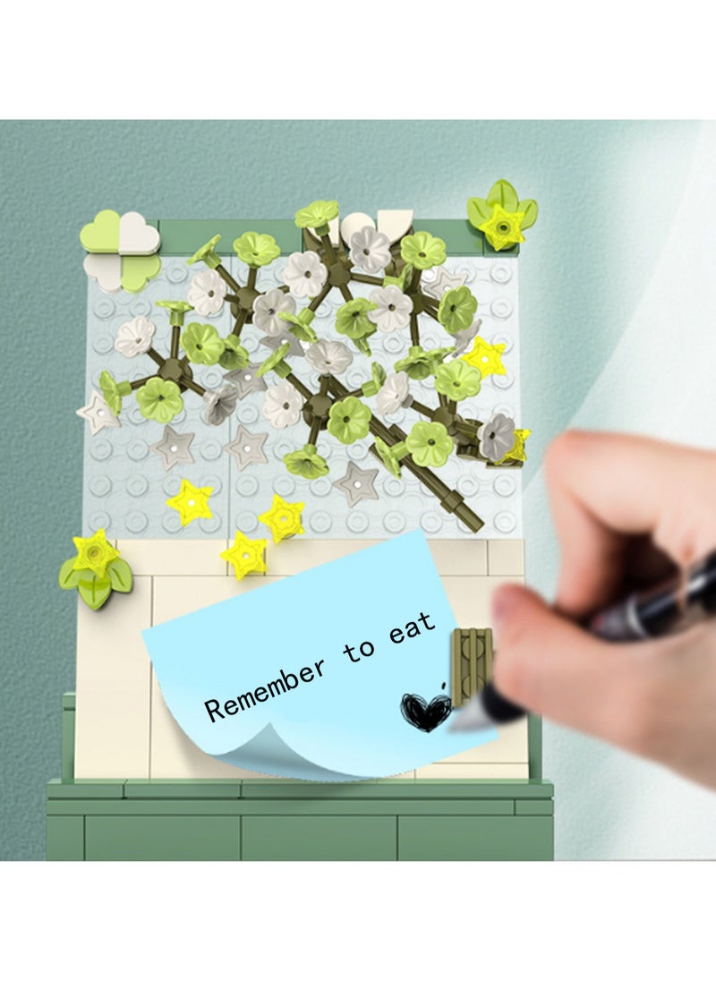 Green Flower Message Board Model Set Building Blocks Creative Diy Simulation Collection Building Assembly Toys Children Adult Home Decoration  - Image 3