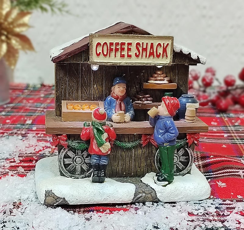 Moments In Time MOMENTS IN TIME 413H Coffee Shack Street Shop  LED Lights Battery Operated Christmas Village  HandPainted Polyresin