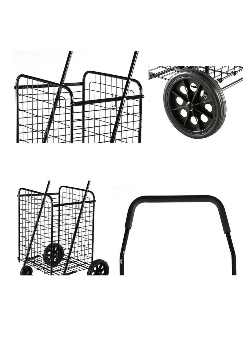 DubaiGallery - Heavy Duty Portable Folding Shopping Utility Cart Trolley Black - Image 1