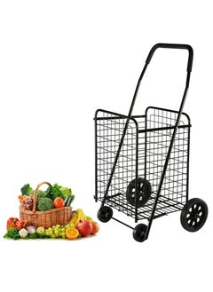 Heavy Duty Portable Folding Shopping Utility Cart Trolley Black