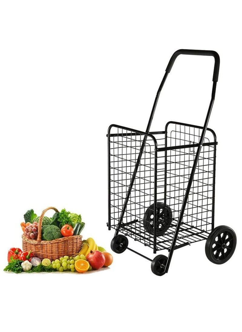 DubaiGallery - Heavy Duty Portable Folding Shopping Utility Cart Trolley Black - Image 1