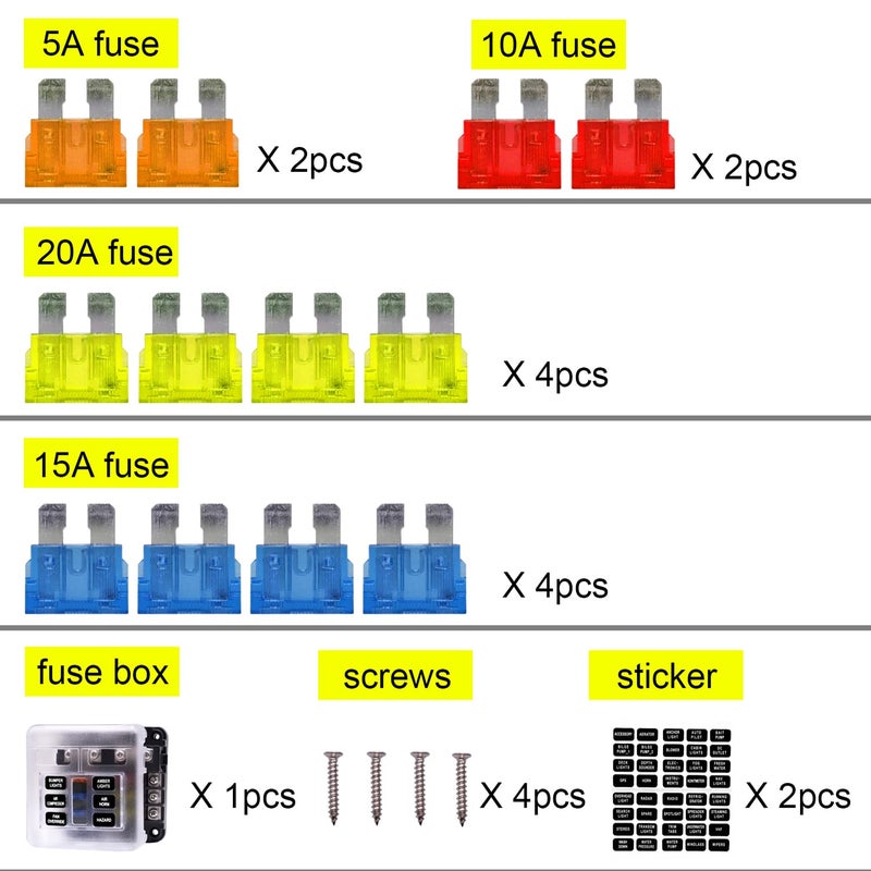 WUPP 12 Volt Fuse Block, Waterproof Boat Fuse Panel with LED Warning Indicator Damp-Proof Cover, 6 Circuits with Negative Bus Fuse Box for Car Marine RV Truck DC 12-24V - Image 5