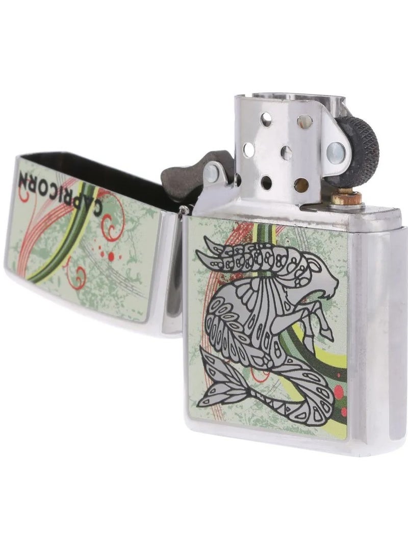 Zippo Zippo Zodiac Capricorn Windproof Lighter 24940-250 (Silver-toned & Green)  - Image 3