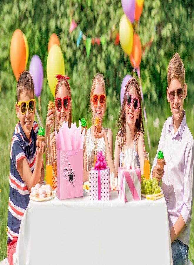 Linelglobal Spider Gift Bag with Tissue Paper Pink Black Design for Girl Birthday Party Spider Theme Halloween Web Decoration - Image 5