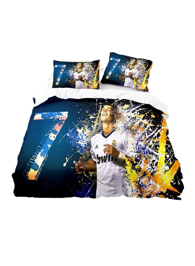 3pc creative 3d printing creative printing 1 quilt cover 2 pillowcases fashion set football star Ronaldo - Image 1