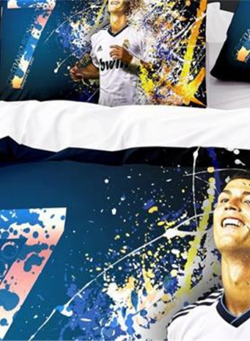 3pc creative 3d printing creative printing 1 quilt cover 2 pillowcases fashion set football star Ronaldo - Image 3