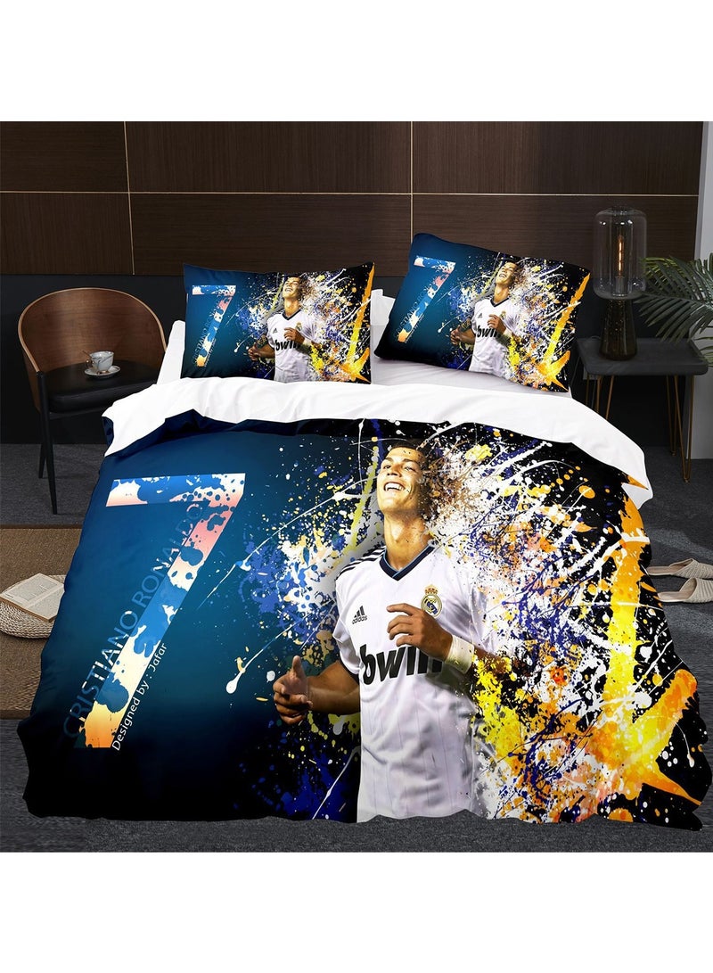 3pc creative 3d printing creative printing 1 quilt cover 2 pillowcases fashion set football star Ronaldo - Image 2