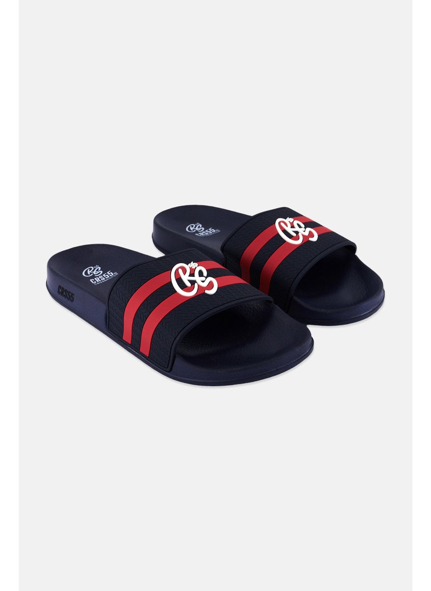 CROSSHATCH Men Slip On Hamlax Slides, Navy  - Image 1