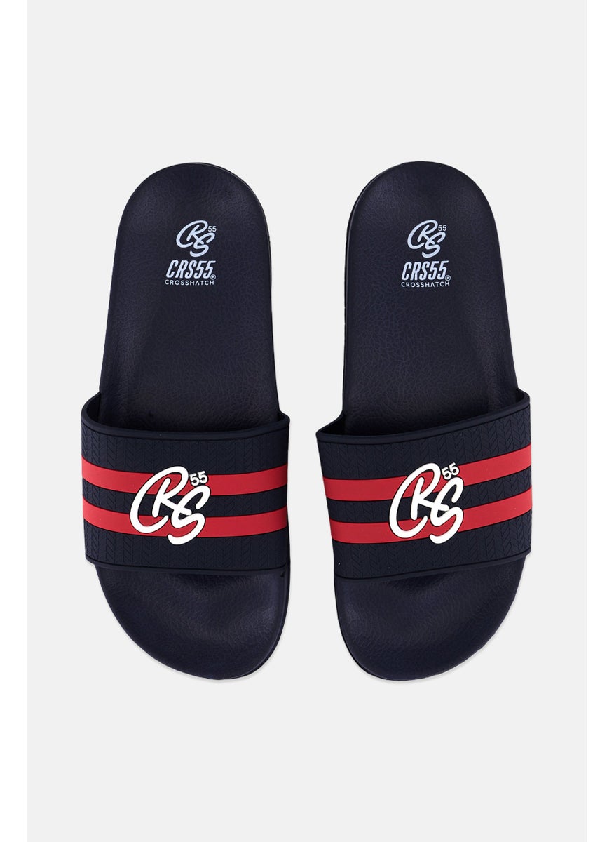 CROSSHATCH Men Slip On Hamlax Slides, Navy  - Image 3