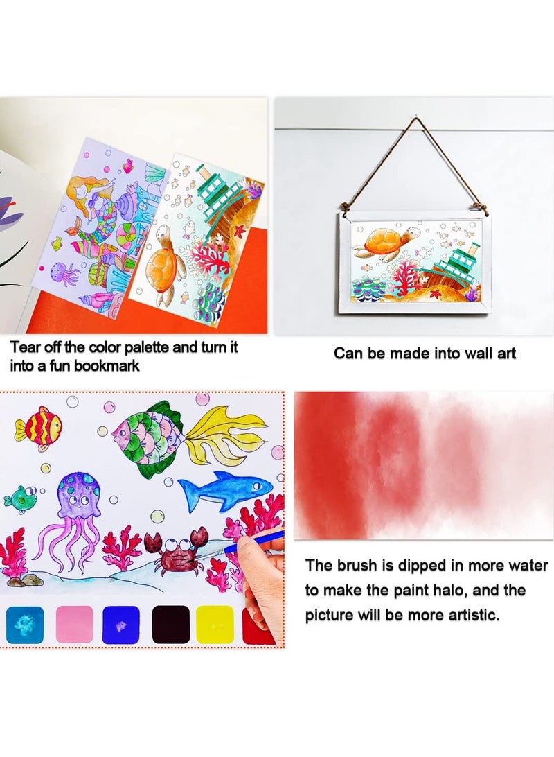 SYOSI Pocket Watercolor Painting Book for Toddlers Travel Pocket Watercolor Kit with Paints Arts and Crafts for Girls Boys Water Colors Paint Book Kids Watercolor Coloring Books for Kids Ages 4 to 8 - Image 3