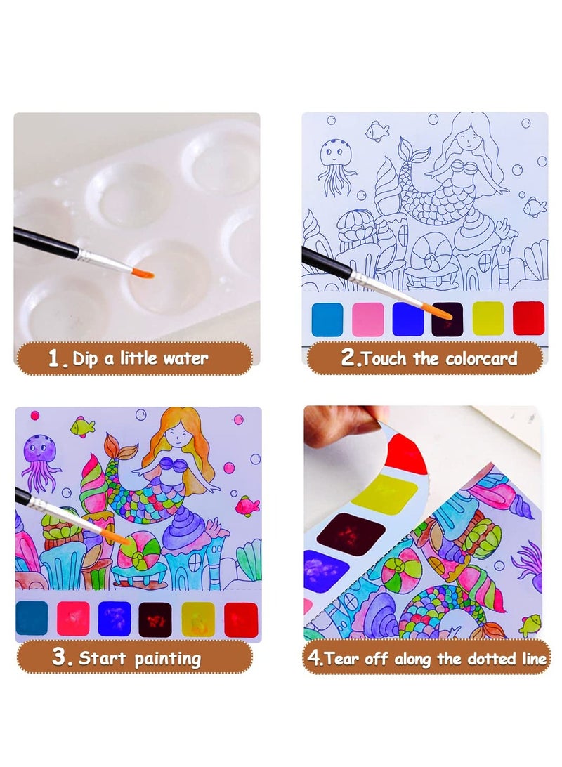 SYOSI Pocket Watercolor Painting Book for Toddlers Travel Pocket Watercolor Kit with Paints Arts and Crafts for Girls Boys Water Colors Paint Book Kids Watercolor Coloring Books for Kids Ages 4 to 8 - Image 2