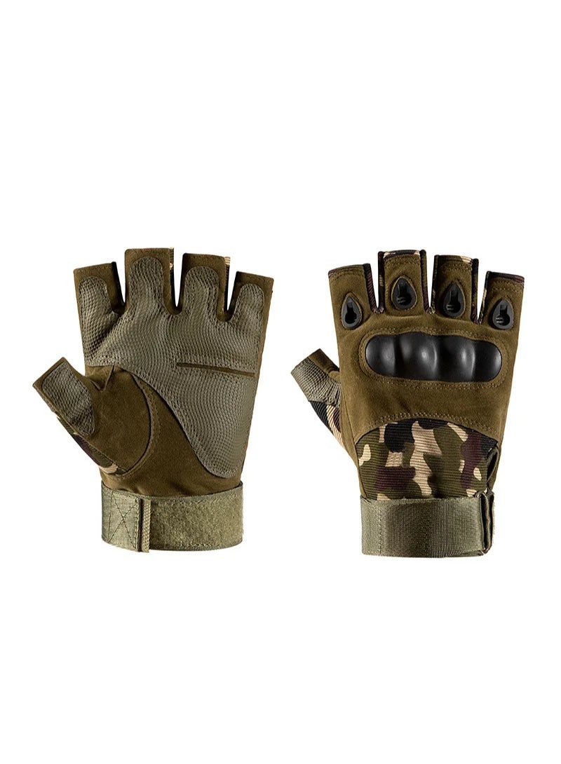 AROAQ Finger Less Breathable Cycling Gloves For Tactical Outdoor Sports Gyms Fitness Camouflage Large - Image 5