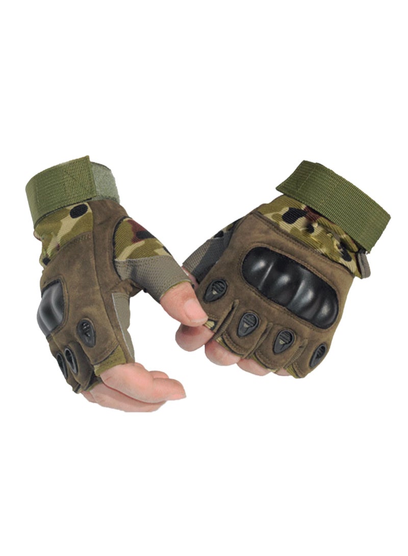 AROAQ Finger Less Breathable Cycling Gloves For Tactical Outdoor Sports Gyms Fitness Camouflage Large - Image 3