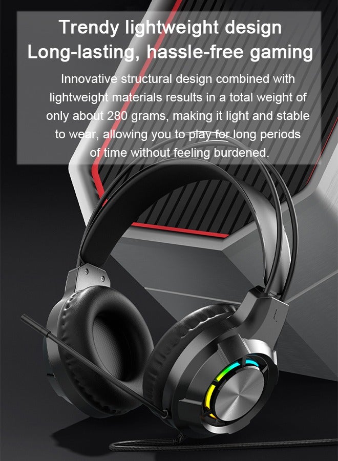 Bolivia's Gaming Headset Wired with Mic, LED Light, Stereo Surround Sound, Soft Memory Earmuffs, Noise Cancelling Over-Ear - Compatible for PS4, PS5, Xbox One, Xbox Series, Nintendo Switch, PC  - Image 4