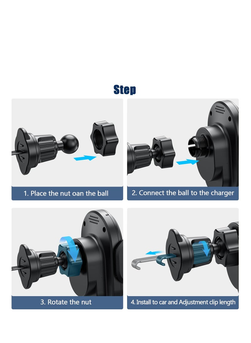 شاحن سيارة لاسلكي سريع 15 واط بتقنية Qi مع تثبيت تلقائي، حامل هاتف بتقنية التحكم باللمس لمنافذ الهواء لهواتف آيفون 15/14/13، سامسونج S23/S22، بيكسل 7، والمزيد. - Image 5