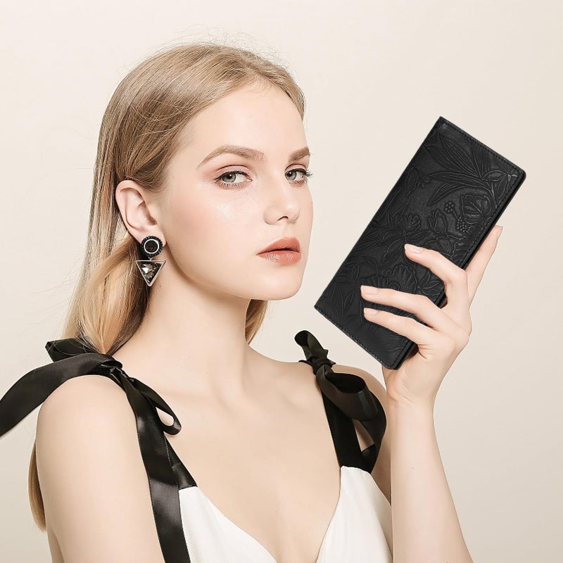 FALAN MULE Ultra Slim Thin Wallet for Women Bifold Leather RFID Blocking Designer Credit Card Holder - Image 3