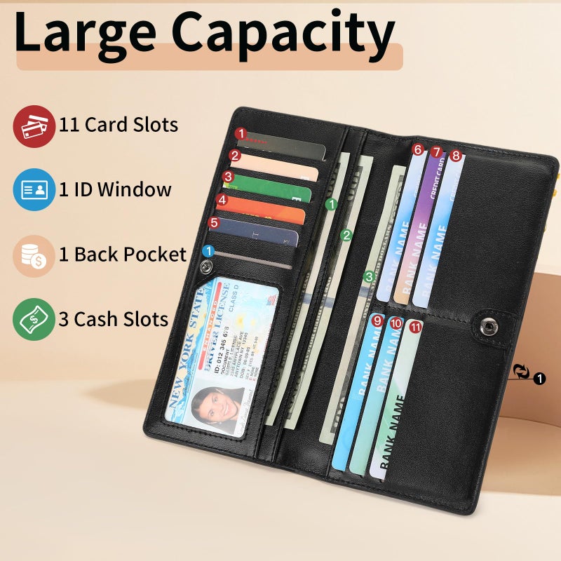 FALAN MULE Ultra Slim Thin Wallet for Women Bifold Leather RFID Blocking Designer Credit Card Holder - Image 4