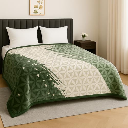 Nivasam Cadbury Korean Super Soft Winter Blanket Imported - 2 Ply Reversible Super Soft Warm Plush Royal King Size Double Bed Blanket 3.5 Kg (Sage Harmony Bloom) - Image 1