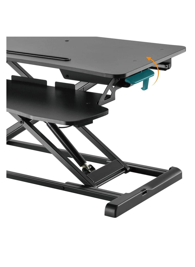 Standing Desk Height Adjustable - Sit to Stand Up Desk Converter Gas Spring Riser with Keyboard Tray and Mounting Hole For Monitor Stand LIFT Workstation Desktop (Black)