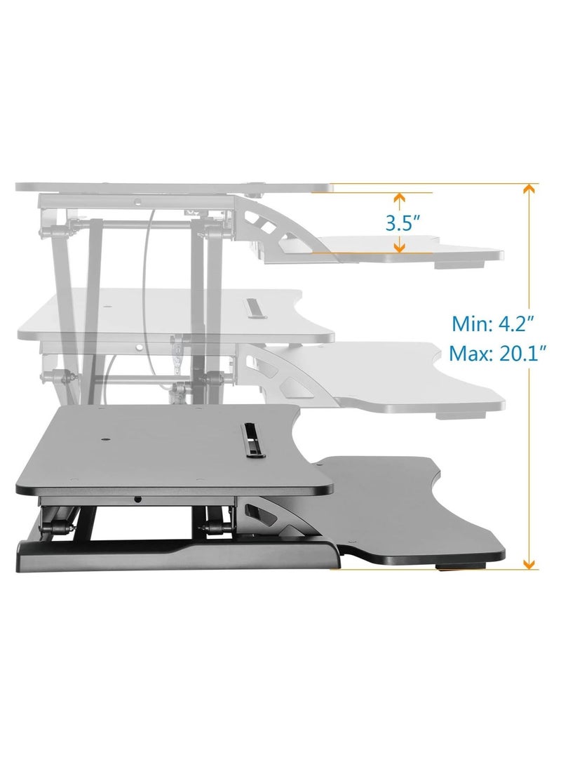 Standing Desk Height Adjustable - Sit to Stand Up Desk Converter Gas Spring Riser with Keyboard Tray and Mounting Hole For Monitor Stand LIFT Workstation Desktop (Black)