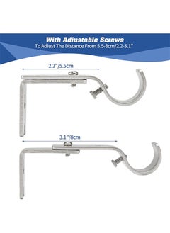 HY 2 Pcs Adjustable Curtain Rod Brackets for Adjustable Premium Rod Bracket for Walls Curtain Rod Holder Window Curtain Rod Support Hanger Heavy Duty Curtain Rod Brackets Holders (Silver)  - Image 4