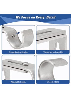 HY 2 Pcs Adjustable Curtain Rod Brackets for Adjustable Premium Rod Bracket for Walls Curtain Rod Holder Window Curtain Rod Support Hanger Heavy Duty Curtain Rod Brackets Holders (Silver)  - Image 5
