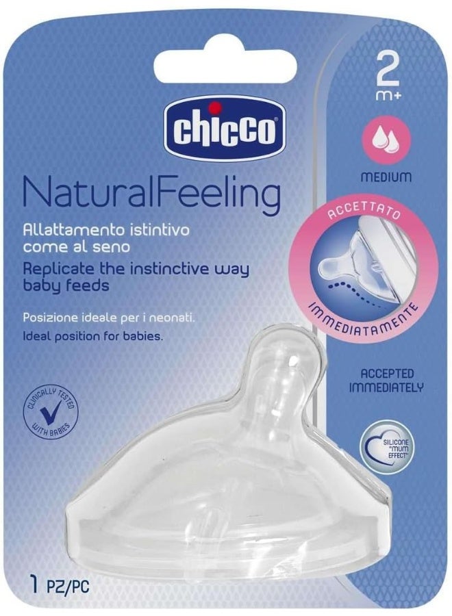 Chicco NaturalFeeling Teat 2m+ Medium Flow Silicone - Image 1