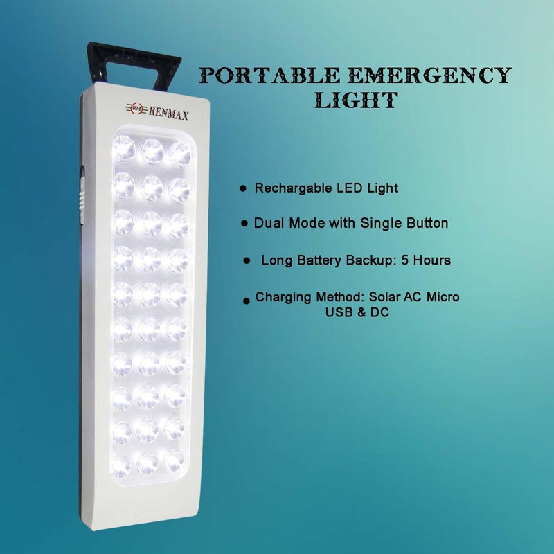 RENMAX RENMAX Rechargeable LED Emergency Light for Home Portable Bright ACDC Charging ABS Plastic 1Pc 30 SMD Portable Hand Lamp  - Image 3