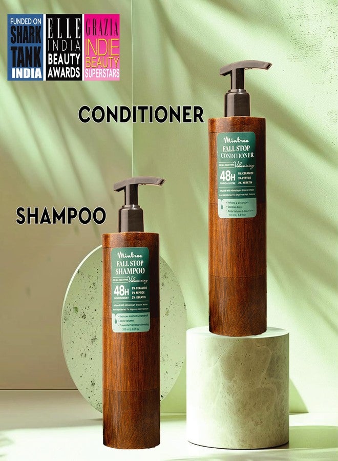 Mintree Volumizing Anti Hair Fall Stop Shampoo & Conditioner Combo | Organic & Vegan Hair Care with Ceramides, Antioxidants & Botanicals | Controls Hair Fall, Adds Volume & Nourishes | 200ml+200ml - Image 2