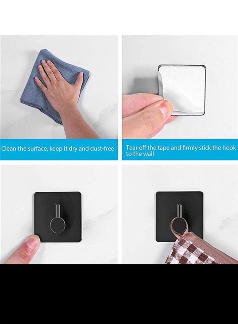 2 Pcs Perforation-Free 304 Stainless Steel Hook Single Hook Bathroom Kitchen Single Wall Hook Glue Hook Black - Image 3