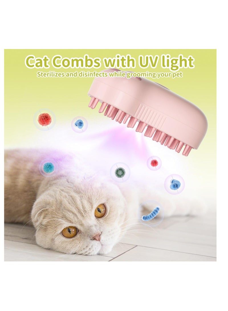 general Steamy Cat Brush, 4 In 1 Pet Steam Brush with Ultraviolet Rays, Pet Cleaning and Massage Brush, Used for Dandruff and Loose Hair on Cats, Suitable for Various Furry Pets, Pink Cat Claw - Image 2