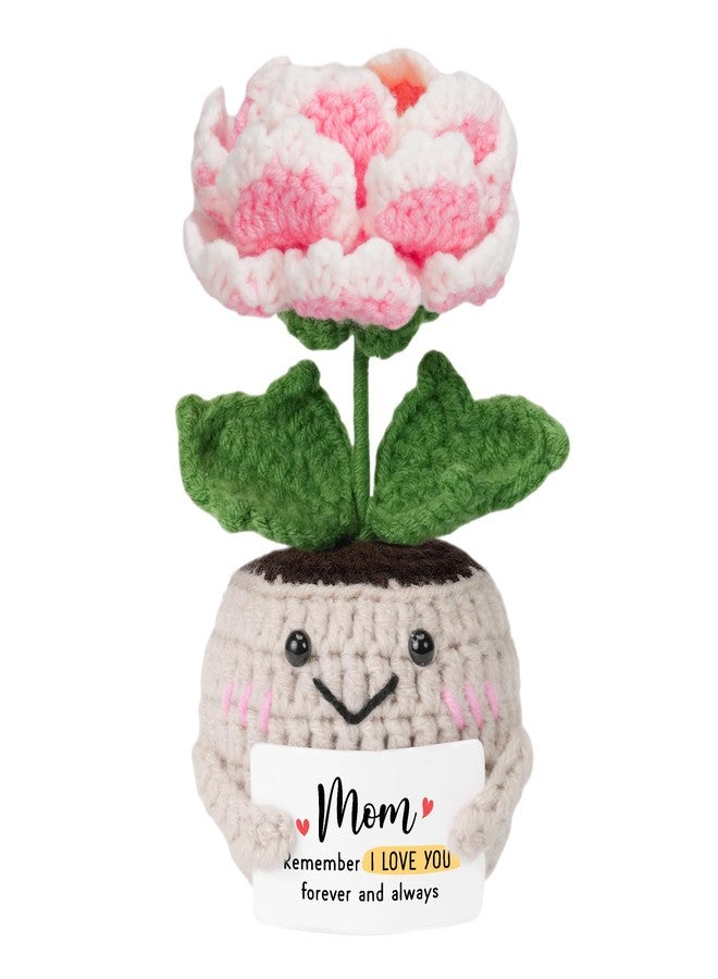 HEXMOZ Mothers Day Mom Gifts from Daughter, Son - Birthday Gift Ideas for Mothers, Mamas, Mother-in-Law - I Love You Mom Peony Crochet Emotional Support with Positive Card - Image 1