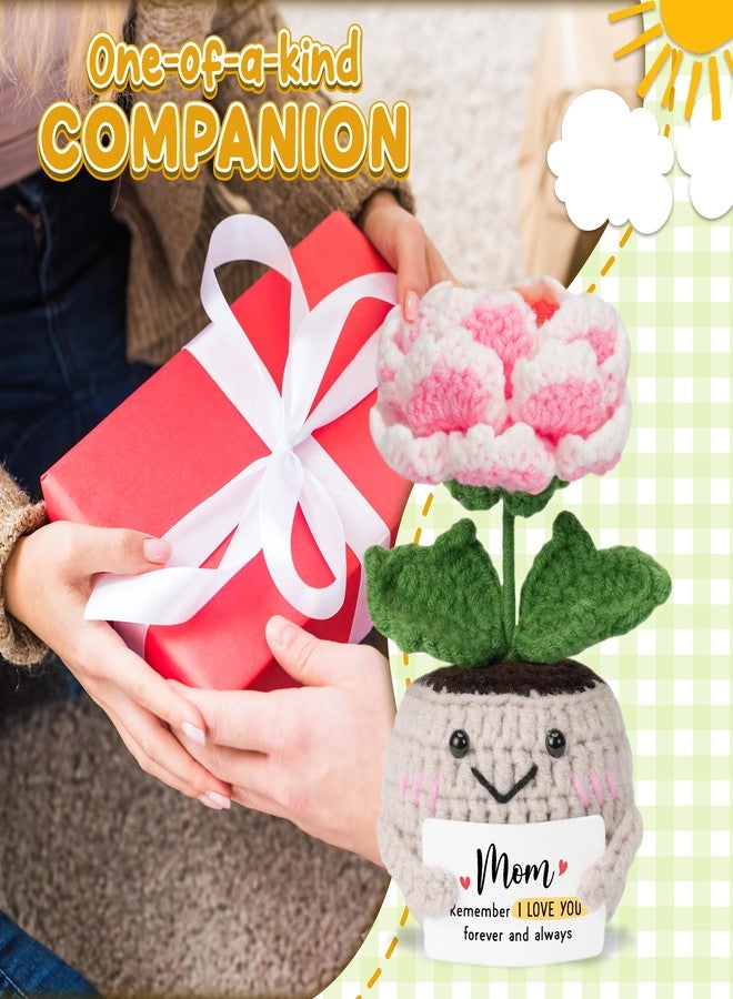 HEXMOZ Mothers Day Mom Gifts from Daughter, Son - Birthday Gift Ideas for Mothers, Mamas, Mother-in-Law - I Love You Mom Peony Crochet Emotional Support with Positive Card - Image 5