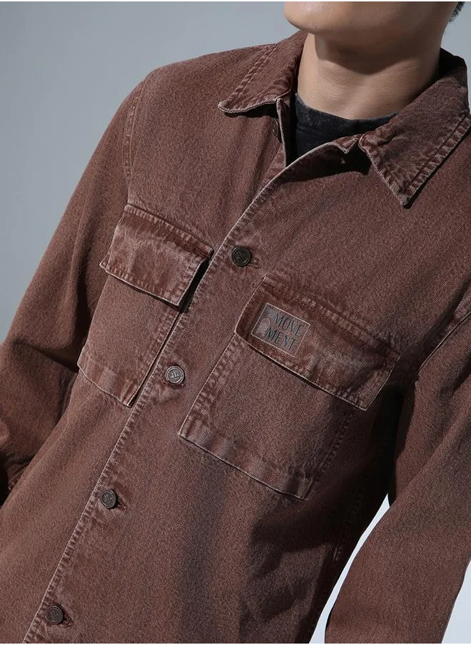 Hubberholme Spread Collar Classic Opaque Cotton Oversized Shacket by Styli