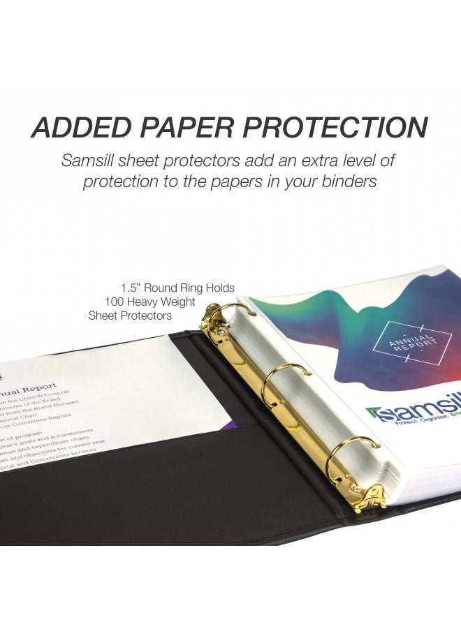 Samsill Samsill Classic Collection Executive Presentation 3 Ring Binder/Portfolio Binder, 1.5 Inch Binder, Brass Round Ring (Holds 325 Sheets), Black  - Image 5