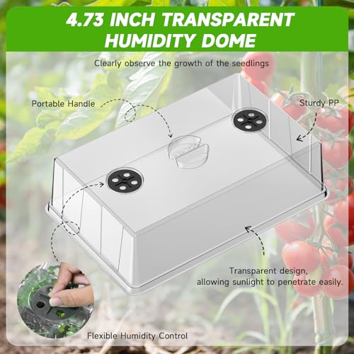 Adawook Seed Starter Tray, Gardening Plant Grow Trays Kit for Seedling, Germination Trays with 4.72 Inch High Humidity Domes，Large Growing Space & Better Air Flow for Seed Starting, Mini Greenhouse, 3PCS - Image 3