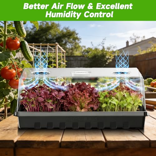 Adawook Seed Starter Tray, Gardening Plant Grow Trays Kit for Seedling, Germination Trays with 4.72 Inch High Humidity Domes，Large Growing Space & Better Air Flow for Seed Starting, Mini Greenhouse, 3PCS - Image 5