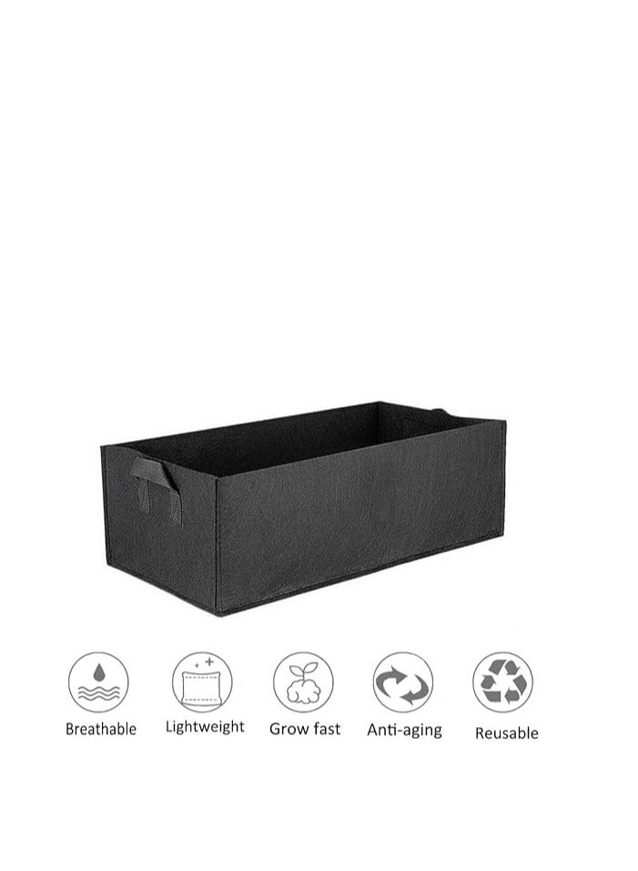 Large Reusable Plant Grow Bags Rectangular Breathable Fabric Vegetable Bag Home Garden Pots for Flowers, Potatoes, Tomatoes, Carrots Black (50 x 30 x 20 cm) Plastic - Image 1