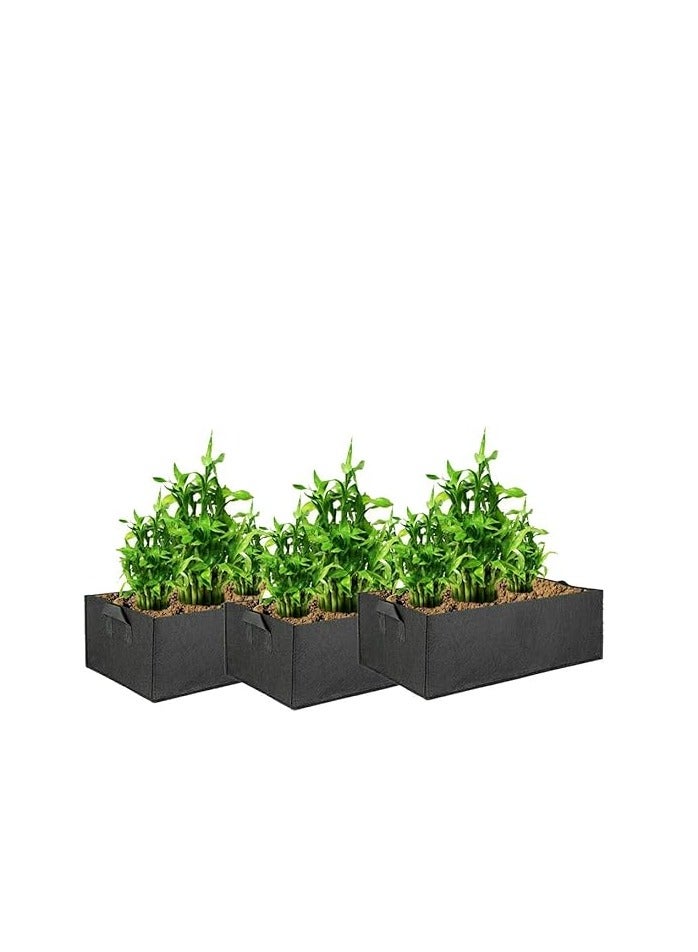 Large Reusable Plant Grow Bags Rectangular Breathable Fabric Vegetable Bag Home Garden Pots for Flowers, Potatoes, Tomatoes, Carrots Black (50 x 30 x 20 cm) Plastic - Image 2