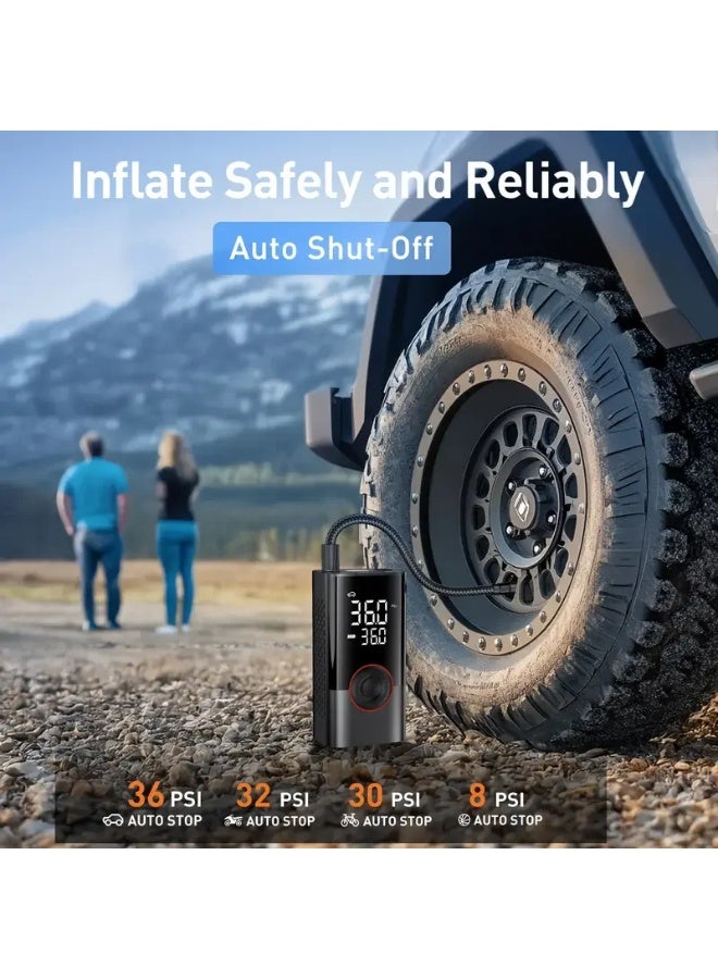 Generic Tire Inflator Portable Air Compressor - Air Pump For Car Tires with Digital Pressure Gauge, LED Light - Cordless Pump for Car, Motorcycle, Bicycle, Balls and More  - Image 5