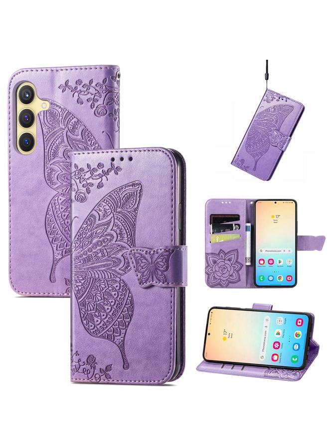 اس-توب جراب لهاتف Samsung Galaxy A25 5G جراب هاتف جلدي منقوش عليه زهور الحب على شكل فراشة - Image 1