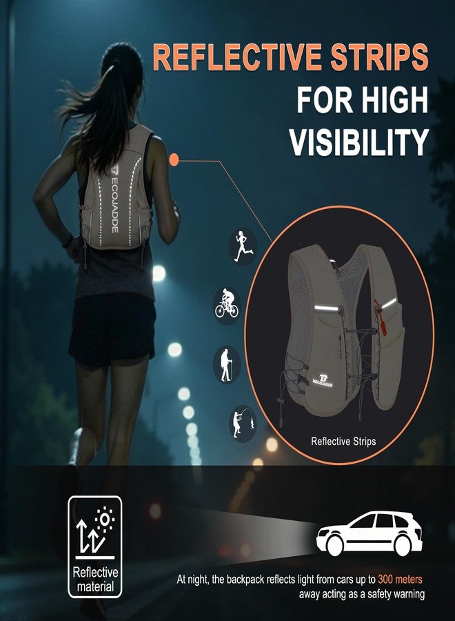 BECOJADDE 5L Running Vest for Women, Hydration Backpack Lightweight & Breathable for Trail Running, Marathon, Hiking, Cycling (No Bladder or Bottles Included), Beige - Image 3