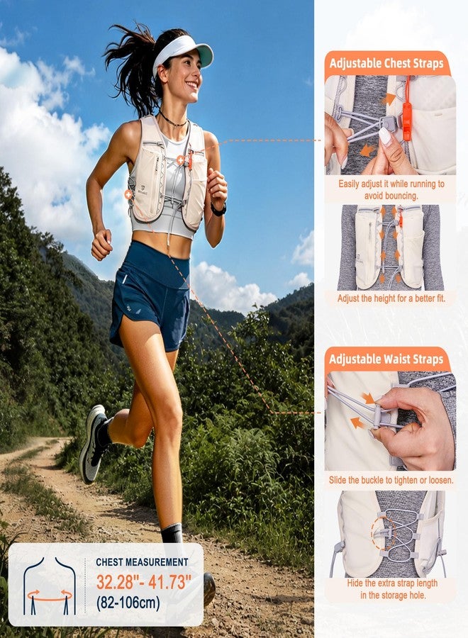 BECOJADDE 5L Running Vest for Women, Hydration Backpack Lightweight & Breathable for Trail Running, Marathon, Hiking, Cycling (No Bladder or Bottles Included), Beige - Image 2